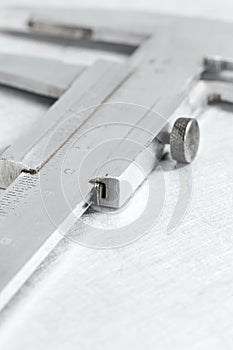 Closeup of vernier caliper