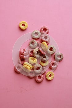 Closeup  vertical shot of colorful cereals