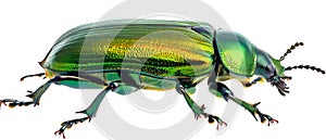 Closeup Of A Vibrant Green June Beetle On A Transparent Background