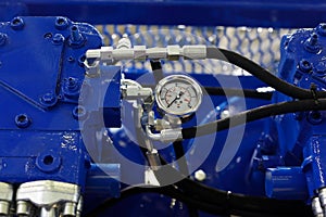 Closeup view of air compressor with pressure gauge photo