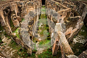 Closeup view of arena of Colosseum (Coliseum), Rome