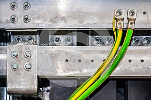 Closeup view on bars in switchgear