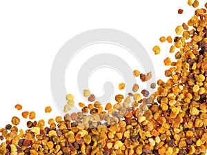 Closeup view of bee pollen isolated on white background