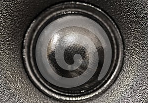 Closeup view of black tweeter speaker