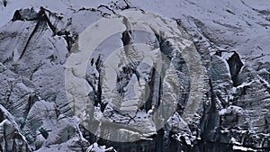 Closeup view of the breakoff edge of SÃÂ³lheimajÃÂ¶kull in the south of Iceland with ice surface. photo