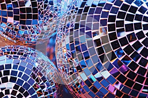 Closeup view of bright shiny disco balls