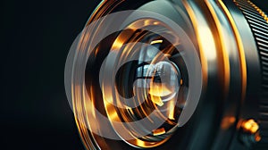 The camera lens closeup.AI generated image