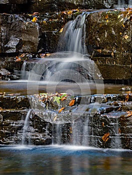 Closeup View of a Cascading Waterfall