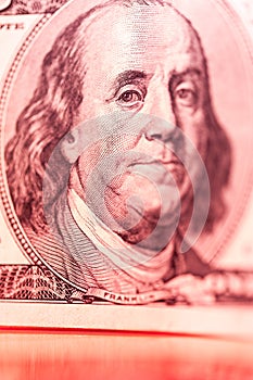 Closeup view of cash money dollars bills background. Finance and business theme.