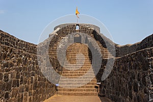 Closeup view of Chilkhati buruj, Rajgad fort, Pune, Maharashtra,