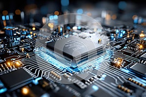 Close Up of a Computer Circuit Board with CPU