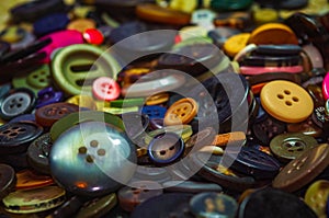 Closeup view of colorful buttons