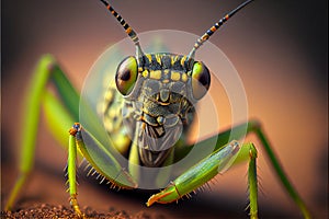 closeup view of cricket - AI generated grasshopper bug