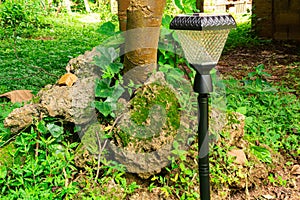 Closeup view daytime of led solar lamp