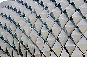 Closeup with geometry pattern of Esplanade roof terrace, Singapore photo