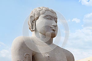 Closeup View Of Gomateshwara Statue, 57-foot High, Gommateshwara statue is dedicated to Jain figure Bahubali, Shravanbelagola, Kar photo