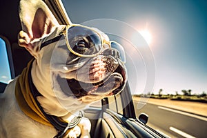 Francese logorante occhiali da sole ha auto passeggiata. 