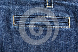 Closeup view of jeans pocket as background