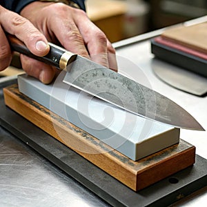 Knife sharpening, blade, whetstone photo