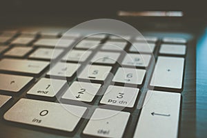 Closeup view of a laptop numerical keyboard