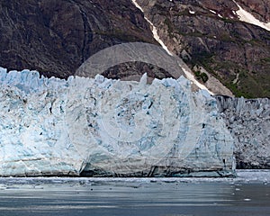 Closeup view of Margerie glacier at the base of Mount Root