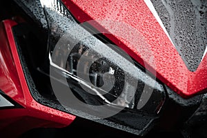 Closeup of Modern Motorcycle Headlights