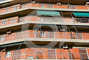 Closeup view of a multistorey building photo