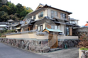 Closeup view of old garage and iron sheet in Beppu