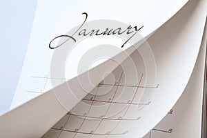 Closeup view of paper office calendar