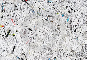 A closeup view of pile of shredded paper