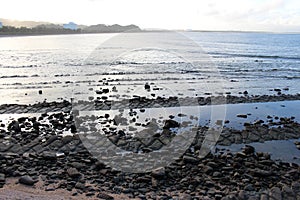 Closeup view of rock formation or Devil\'s washboard in Aoshima, Miyazaki photo