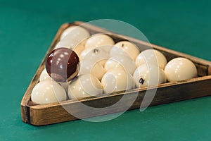 closeup view of russian pool balls set