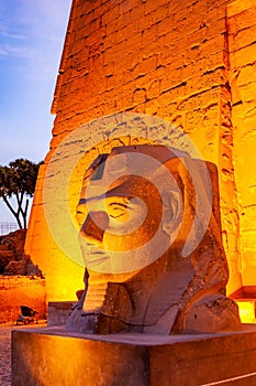 Closeup view the Statue of Pharaoh Ramses II Head