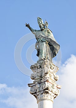 Closeup view of a statue of Saint Orontius of Lecce