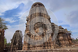Closeup View of SukaSari Temple in Bhubaneswar - Odisha, India