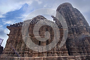 Closeup view of  SukaSari Temple in Bhubaneswar, Odisha, India