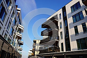 Closeup view to new modern apartments at Kalaranna street