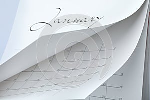Closeup view of white paper calendar
