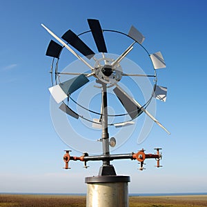Wind vanes on small wind turbines. Generative AI