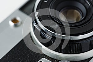 Closeup of vintage camera lens