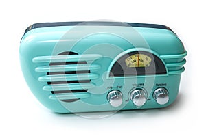 vintage fifties style radio on white background