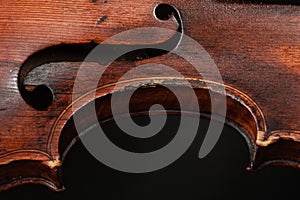 Closeup of violin instrument. Classical music art