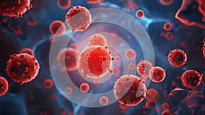 Closeup virus blood cells background