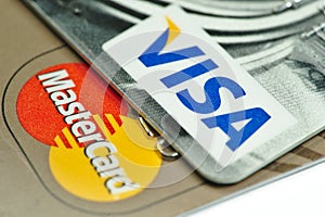 Closeup on Visa and Master Card credit cards