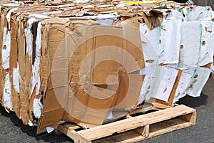 Closeup at waste paper in grocery market background