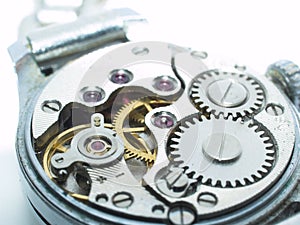 Closeup of watch mechanism