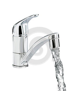 Closeup of water-supply faucet