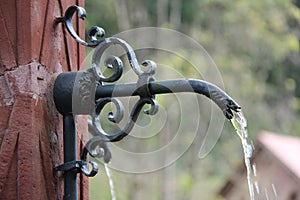 Closeup of water from the wel tap