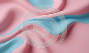 Closeup of watercolorinspired pink and blue fabric on azure background