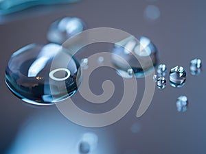 Closeup of waterdrops on a phone screen